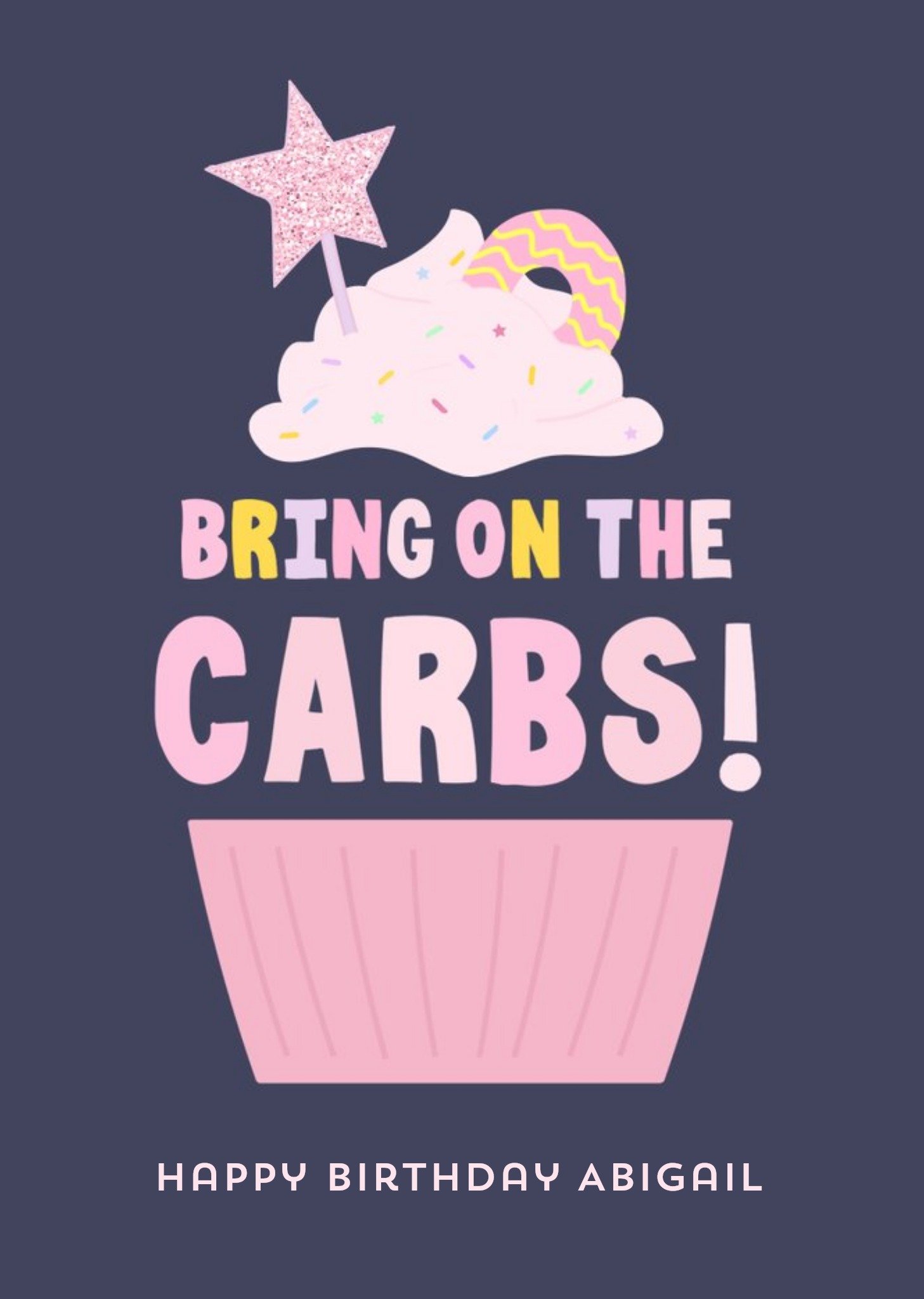 Moonpig Funny Fitness Healthy Bring On The Carbs Birthday Postcard