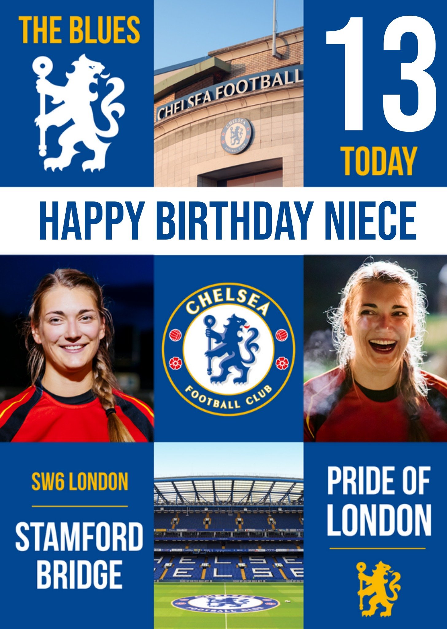 Chelsea Fc Photo Upload Birthday Card, Large