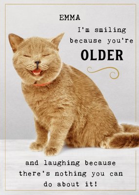 Humorous Photographic Laughing Cat Birthday Card