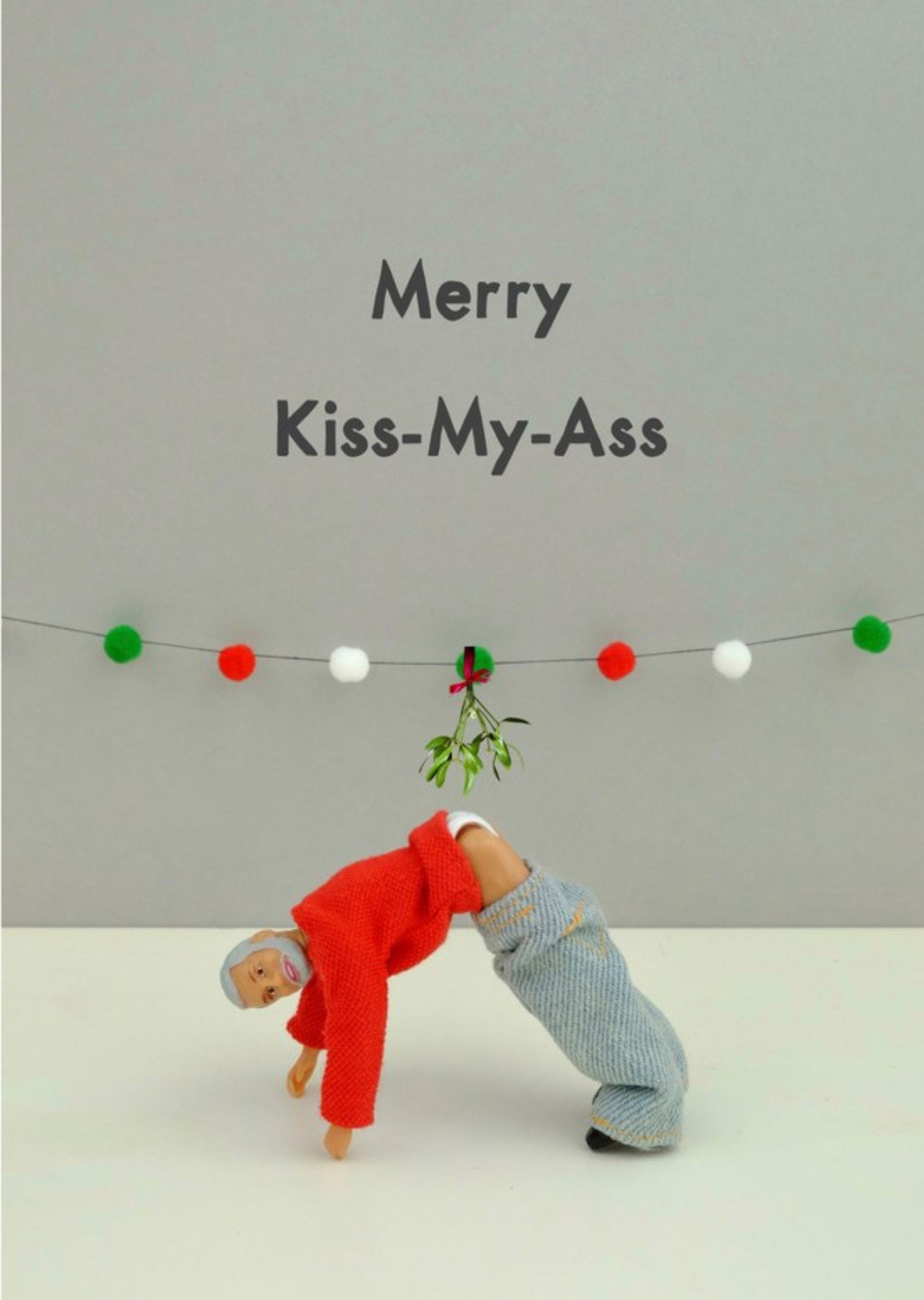 Bold And Bright Funny Dolls Merry Kiss My Christmas Card, Large
