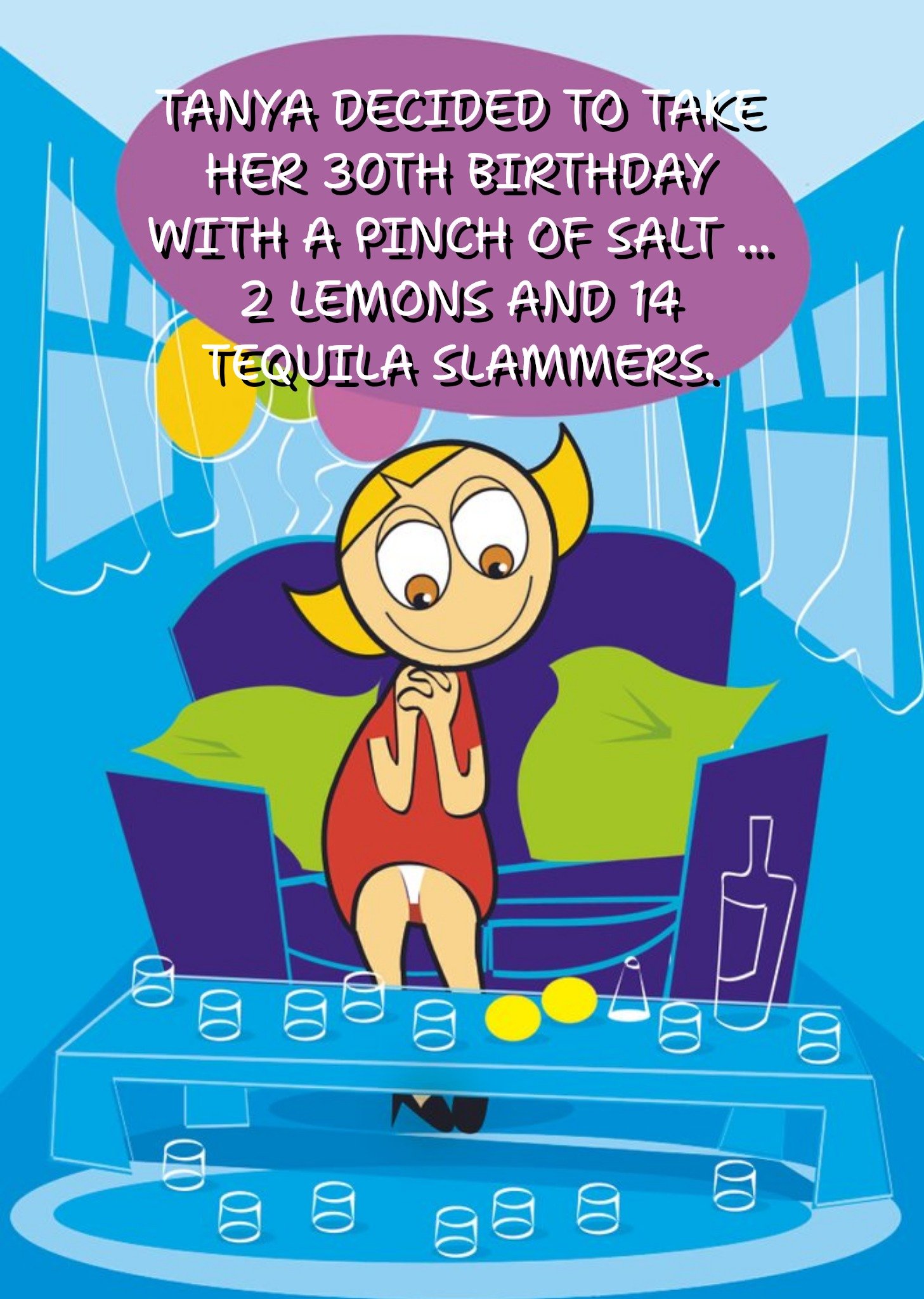 Moonpig 2 Lemons And 14 Tequila Slammers Happy 30th Birthday Card, Large