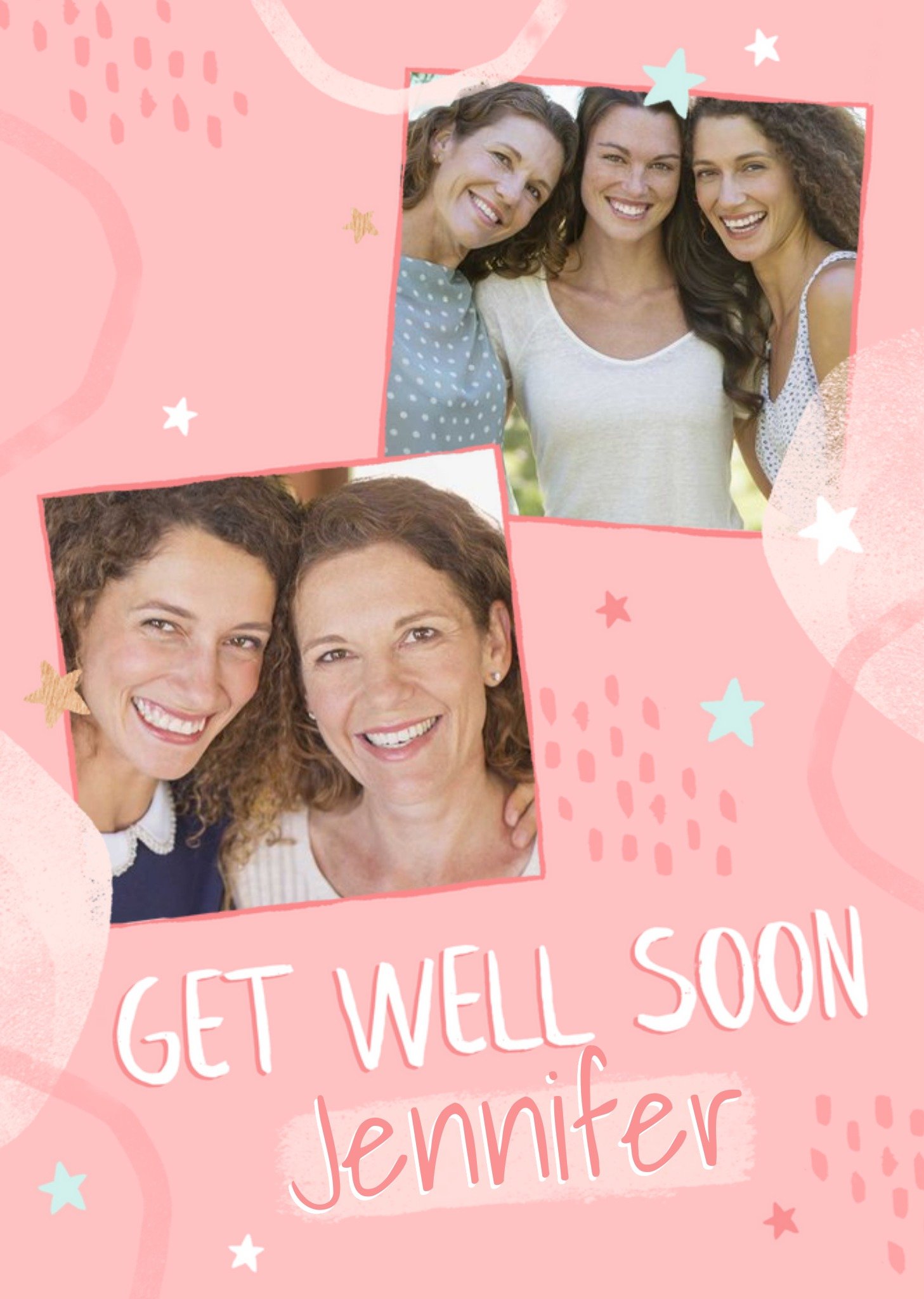 Photo Frames On An Abstract Pattern Background Get Well Soon Photo Upload Card Ecard