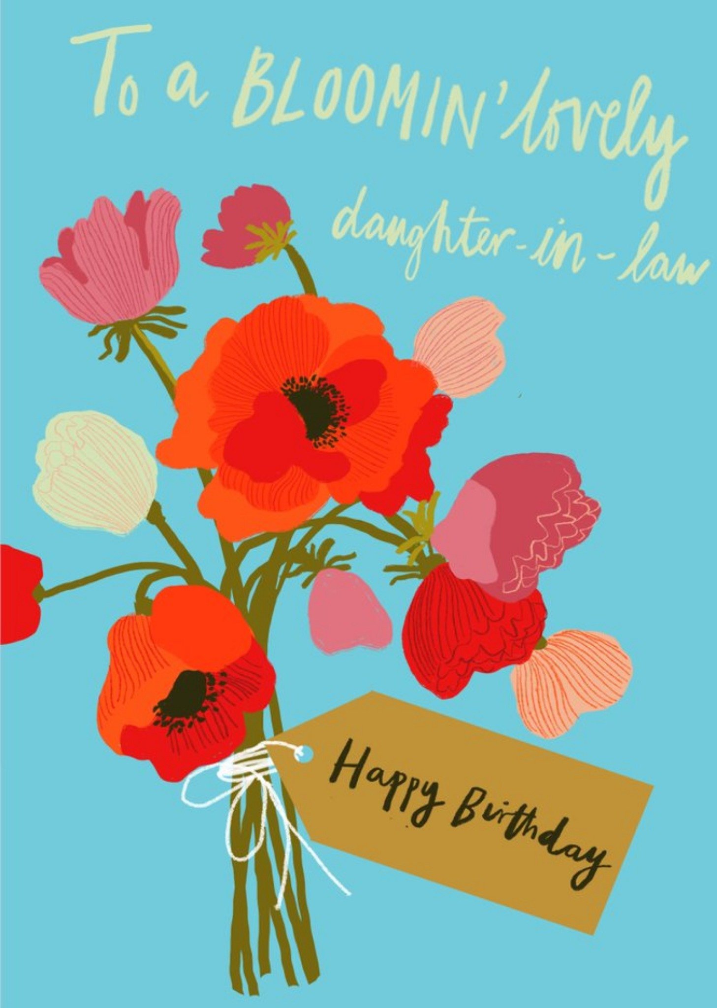 Moonpig Bunch Of Flowers Illustration To A Bloomin Lovely Daughter In Law Happy Birthday Card, Large