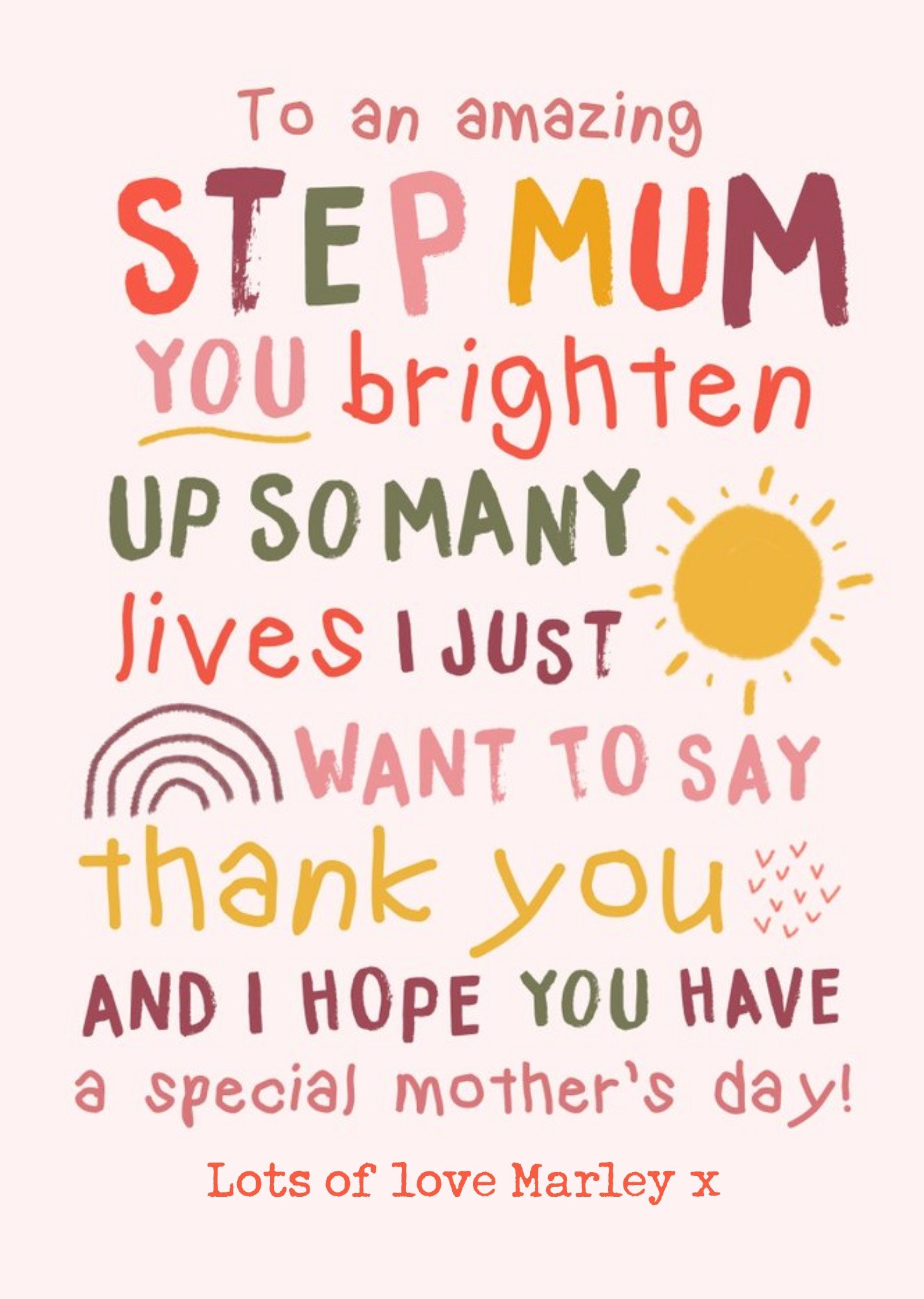 Colourful Childlike Handwritten Typography Special Mother's Day Card Ecard