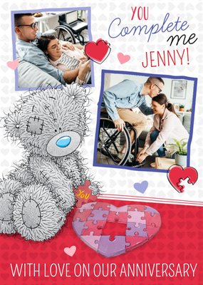Tatty Teddy You Complete Me Personalised Photo Upload Anniversary Card