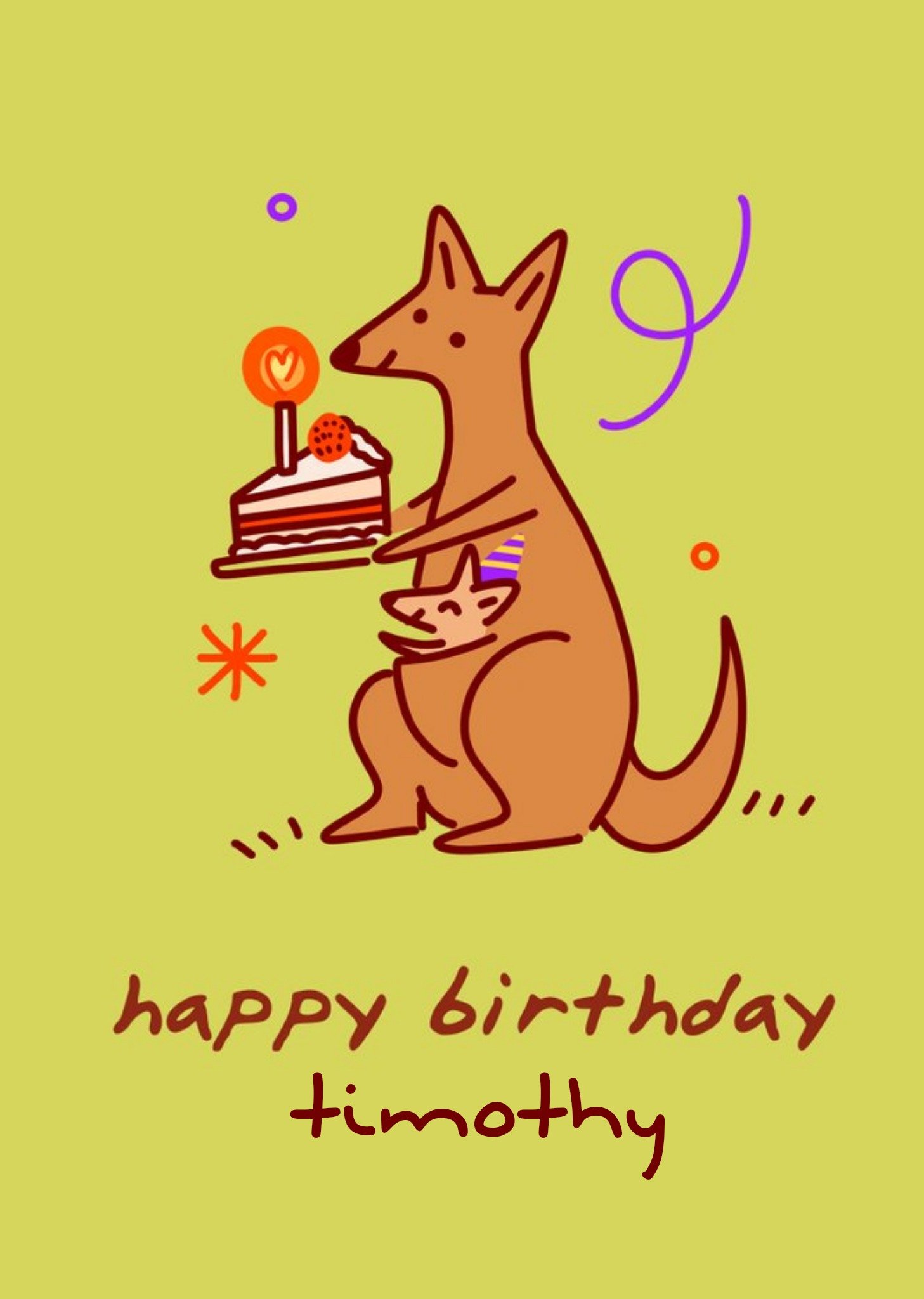 Illustrated Kangaroo Customisable Birthday Card