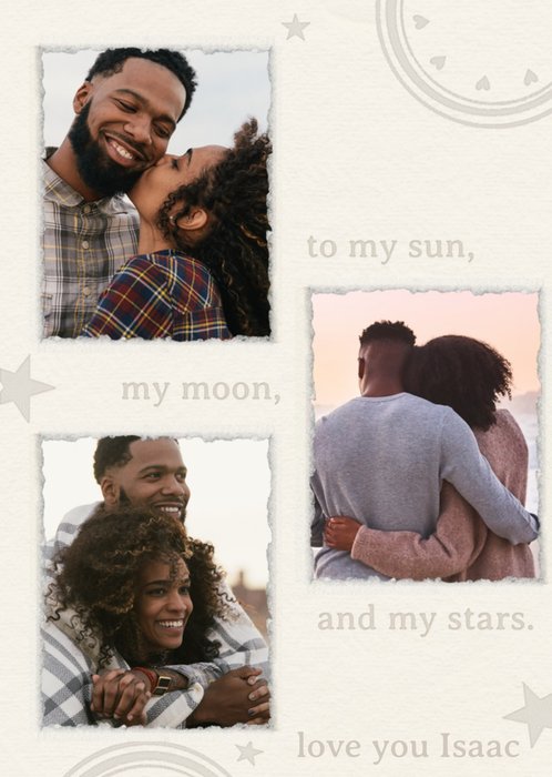 To My Sun Moon And Stars Torn Paper Frames Photo Upload Love Birthday Card