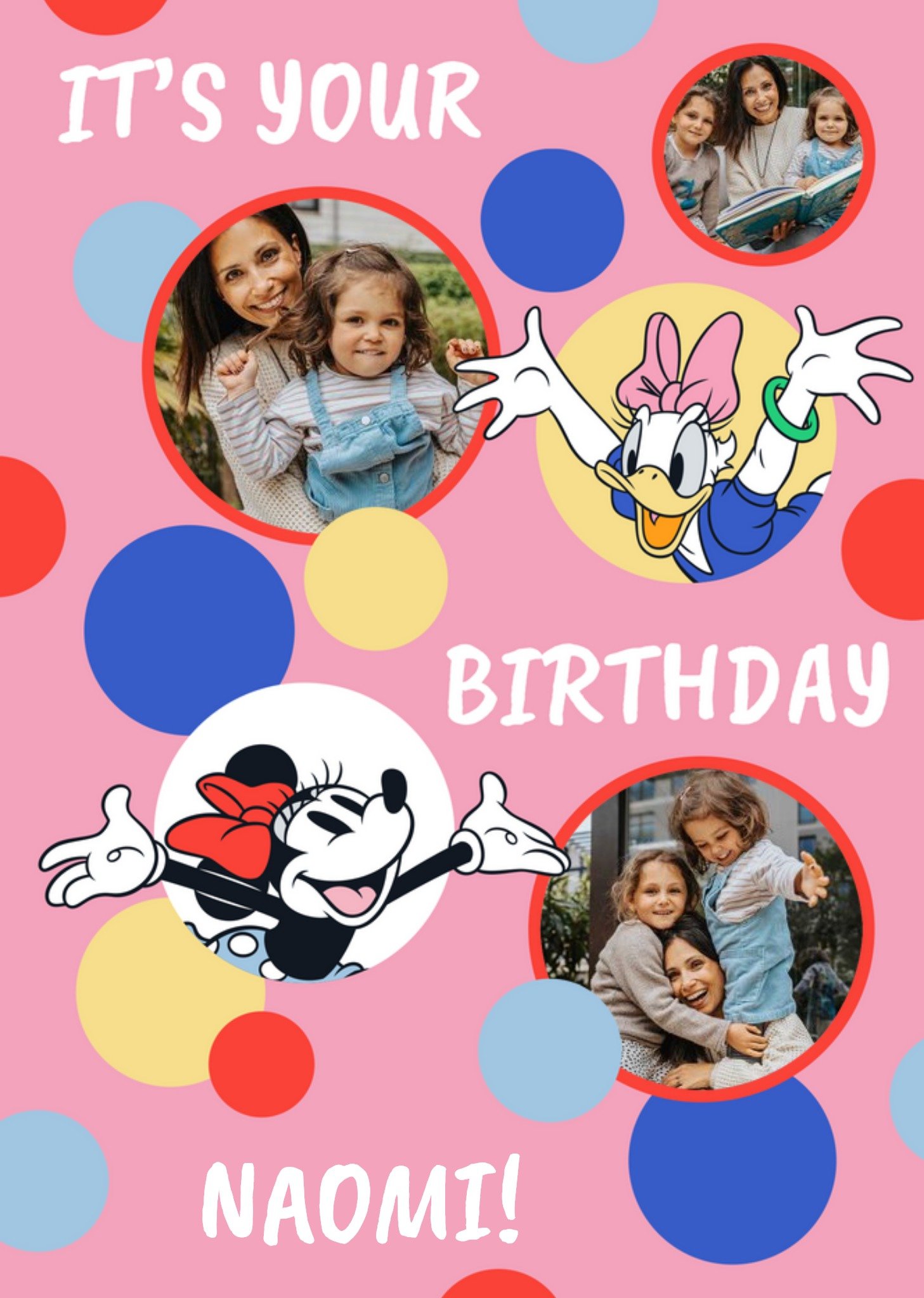 Mickey Mouse Disney Minnie Mouse And Daisy Duck Photo Upload Birthday Card, Large