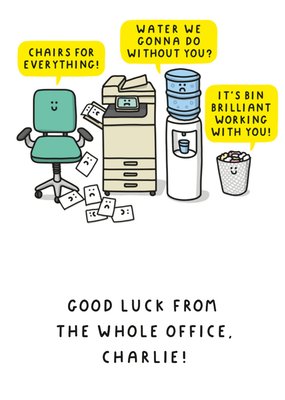 Funny Pun Colleague Good Luck Card From The Whole Office