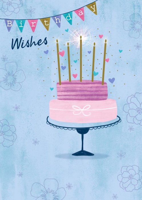 Blue Birthday Wishes Birthday Cake Card | Moonpig