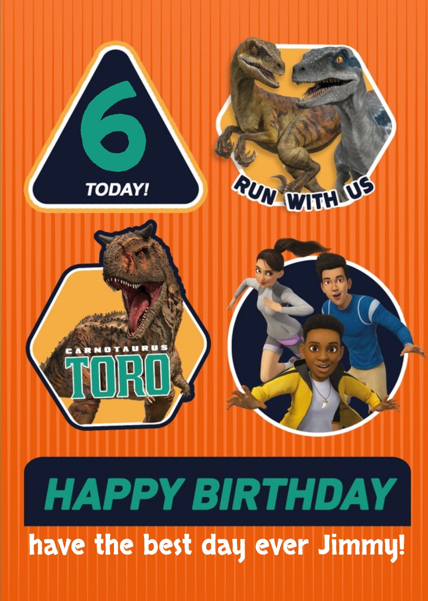 Jurassic World Jurassic Camp Cretaceous Dinosaur Run With Us Birthday Card, Large
