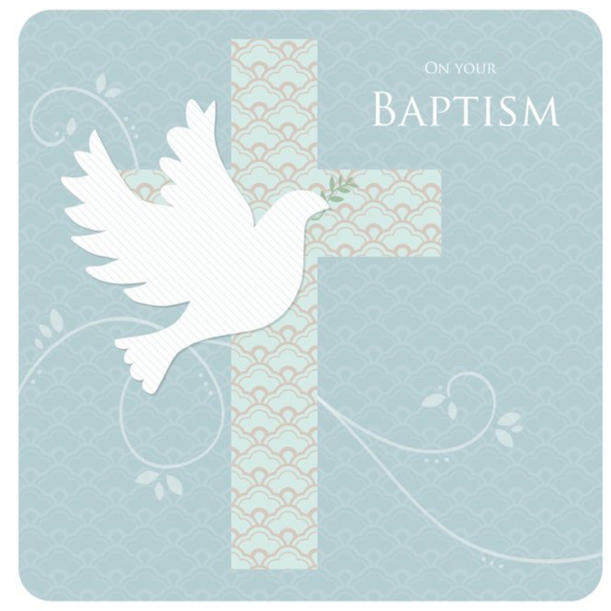 Moonpig On Your Baptism Cross And Dove Card, Square