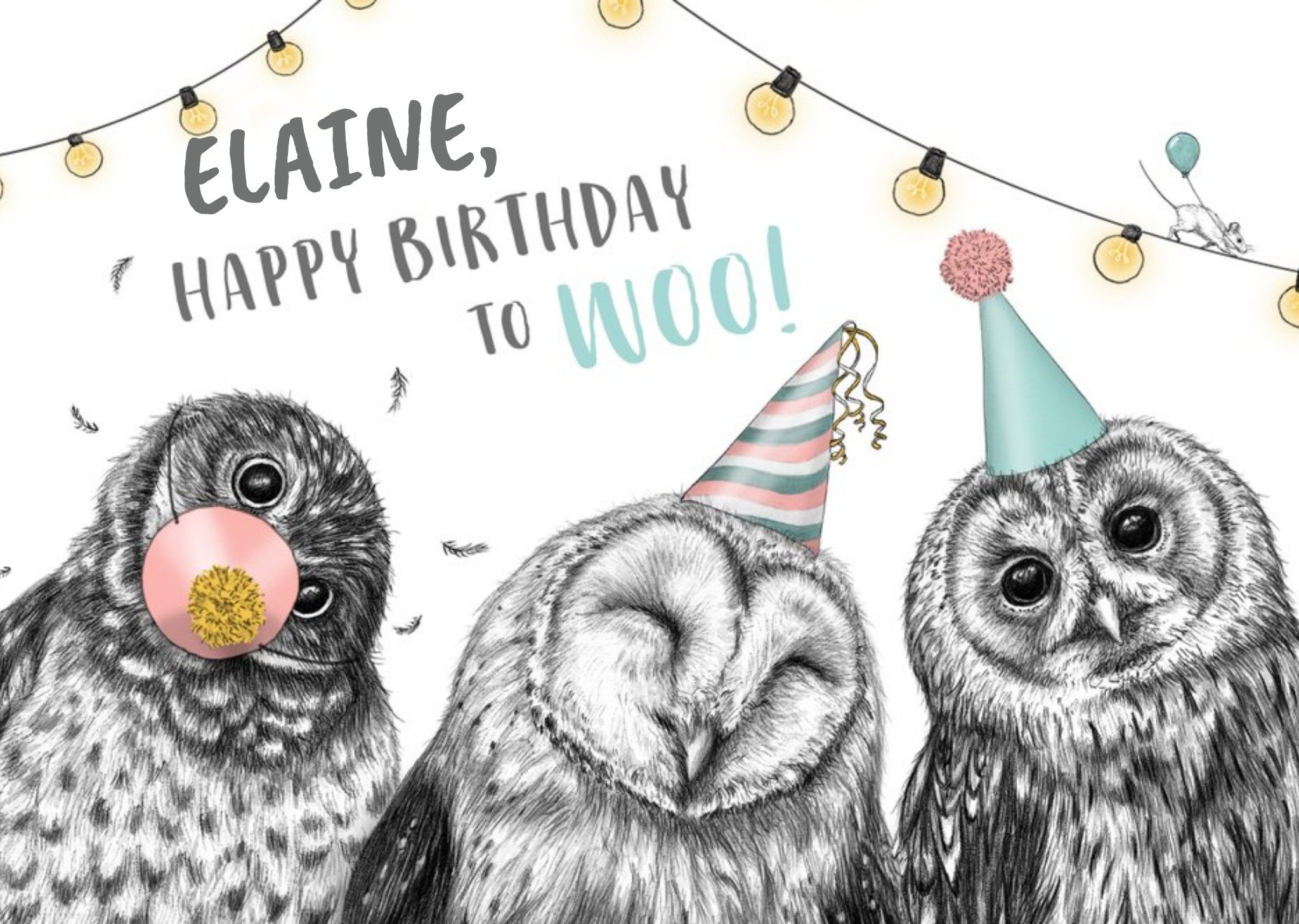 Moonpig Happy Birthday To Woo Partying Owls Birthday Card Ecard