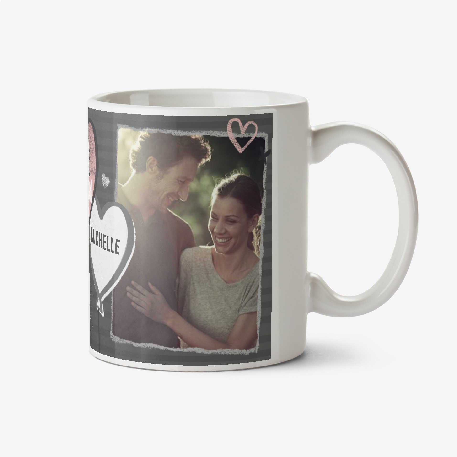 Love You Heart Grey Photo Upload Mug Ceramic Mug