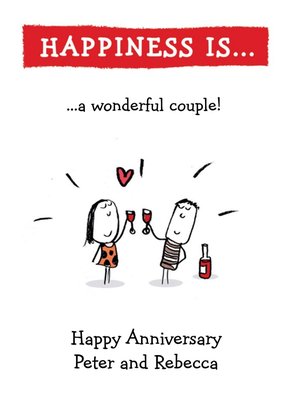 Happiness Is A Wonderful Couple Personalised Happy Anniversary Card