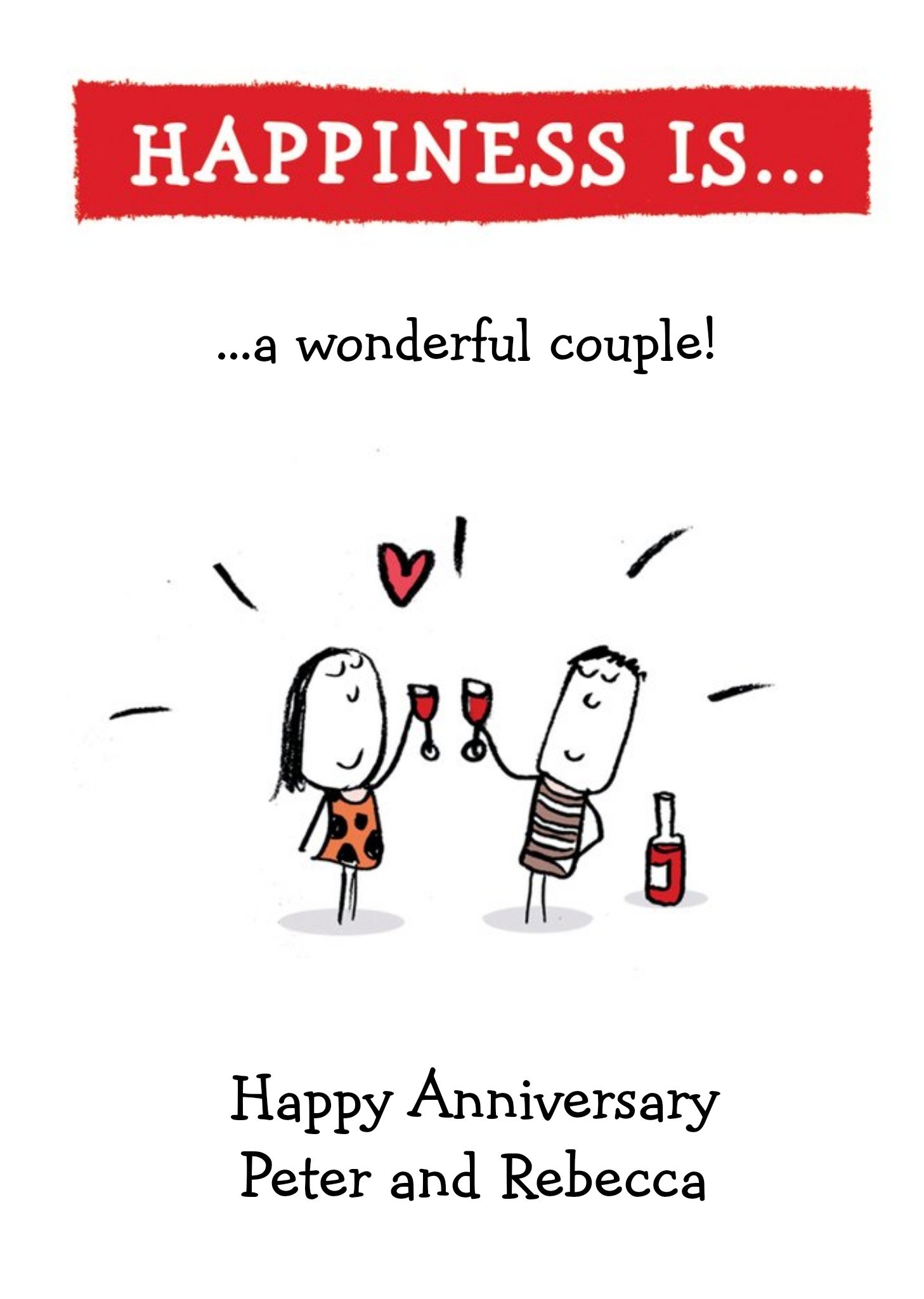 Moonpig Happiness Is A Wonderful Couple Personalised Happy Anniversary Card Ecard