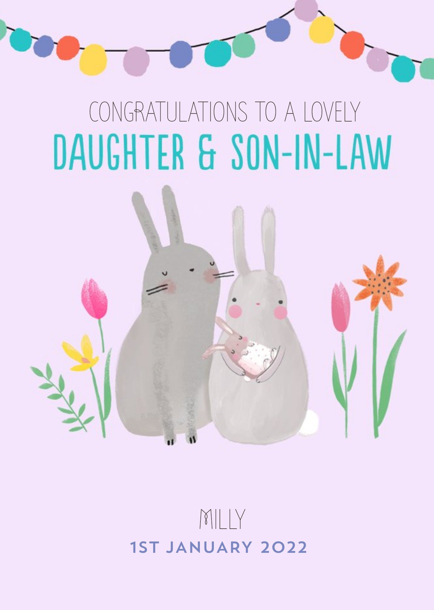 Moonpig Cute Illustrative Daughter & Son-In-Law New Baby Card Ecard