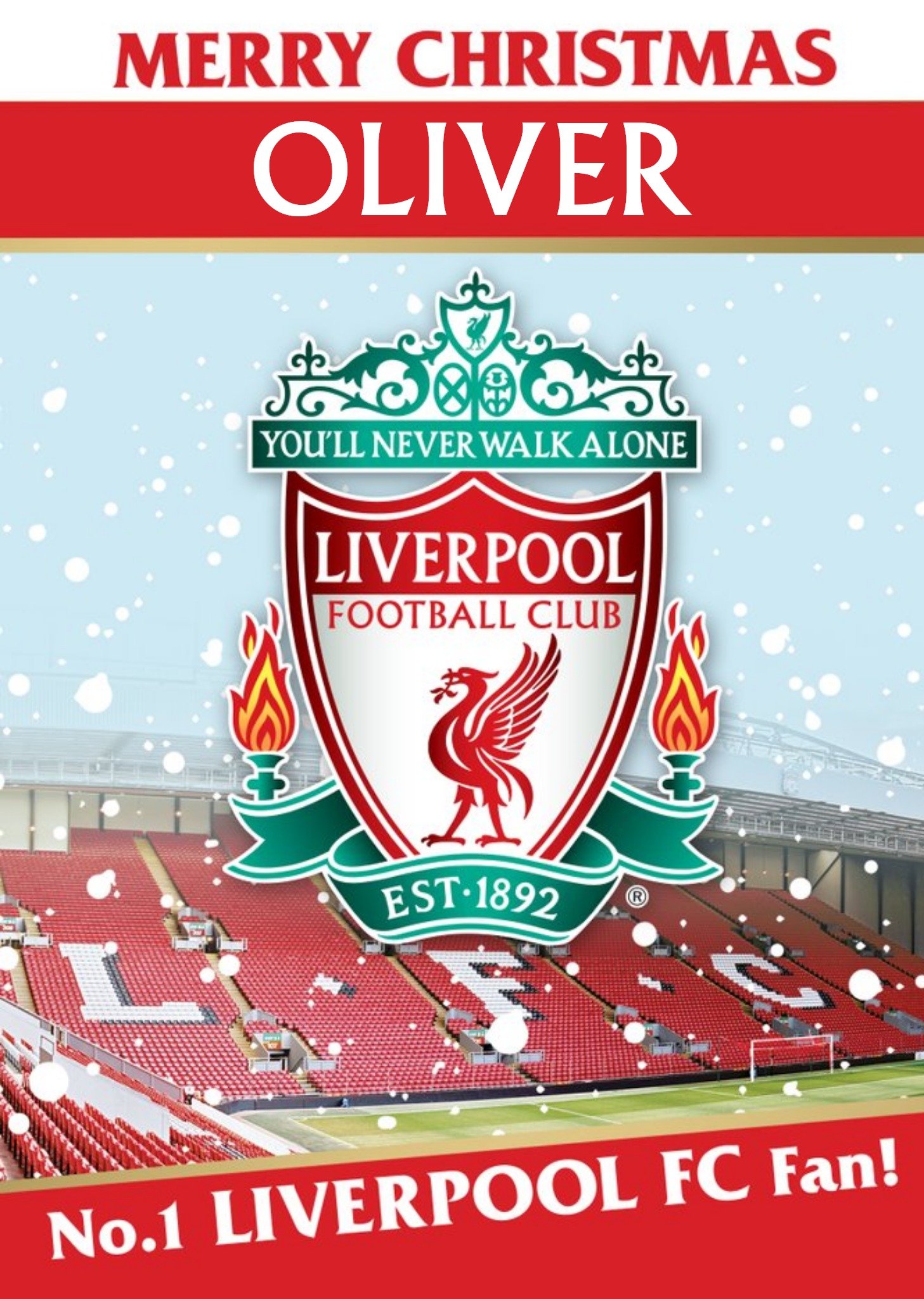 Liverpool Fc Football Club No.1 Fan Christmas Card, Large