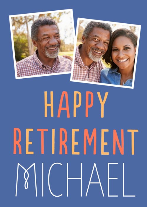 Big Bold Type Happy Retirement Photo Upload Card