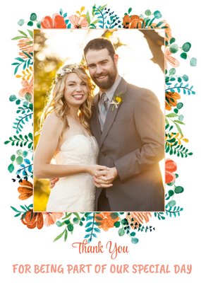 Wedding Card - Wedding Thanks - Special Day - Modern Floral Photo Upload Wedding thank you card