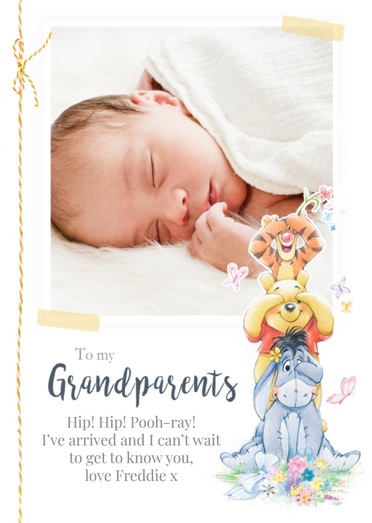 Disney New Baby Announcement Card - To The Grandparents - Winnie The Pooh