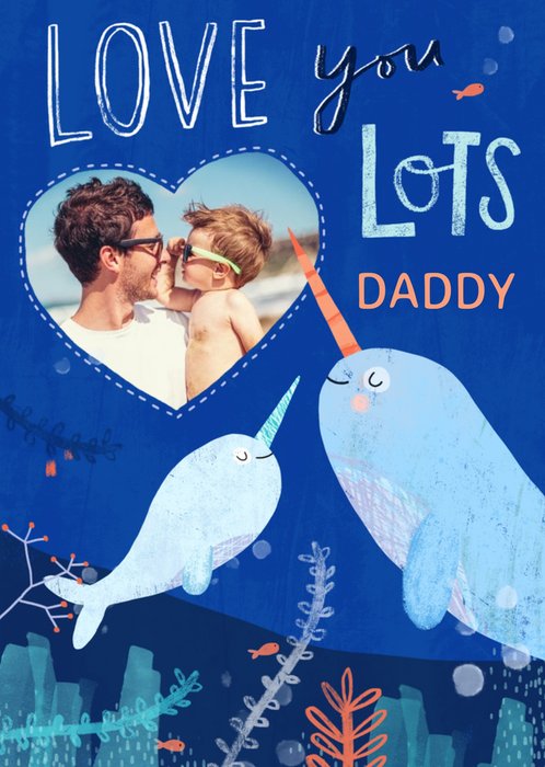 Swimming Narwhals Love You Lots Daddy Cute Father's Day Photo Card