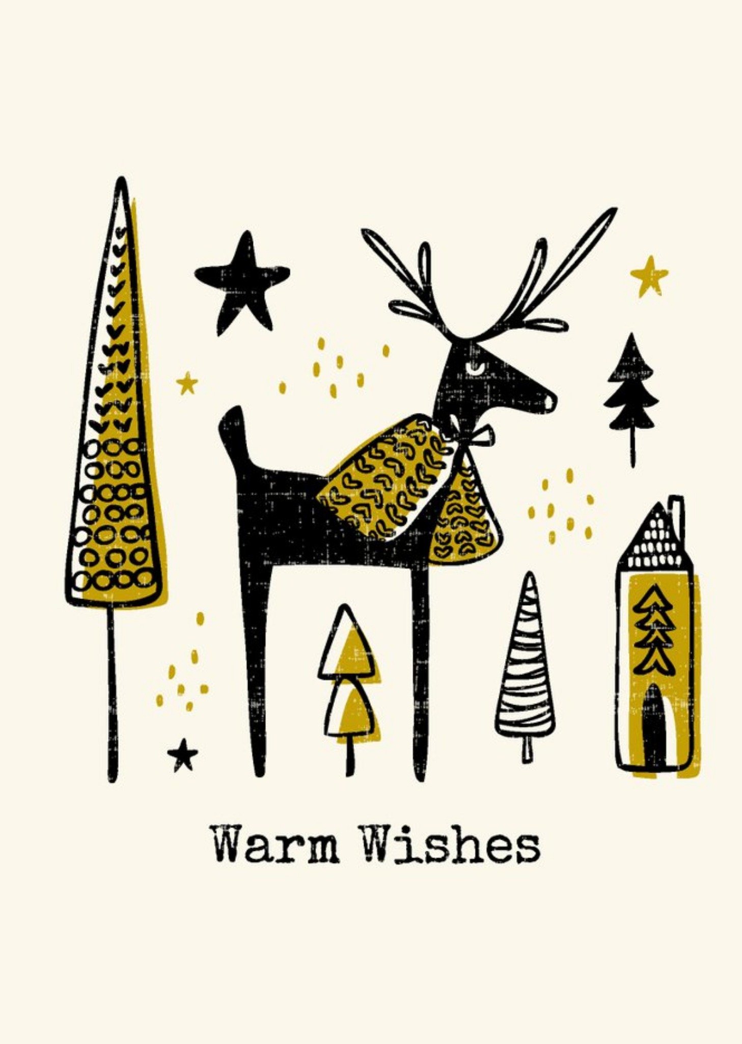 Moonpig Reindeer Warm Wishes Christmas Card, Large