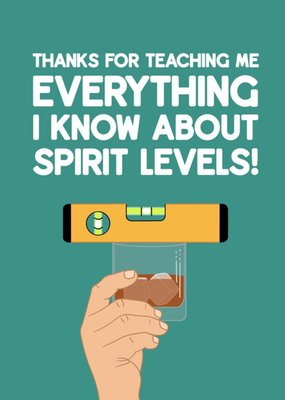 Illustration Of A Hand With A Glass Of Spirits With A Spirit Level On Top Thank You Card
