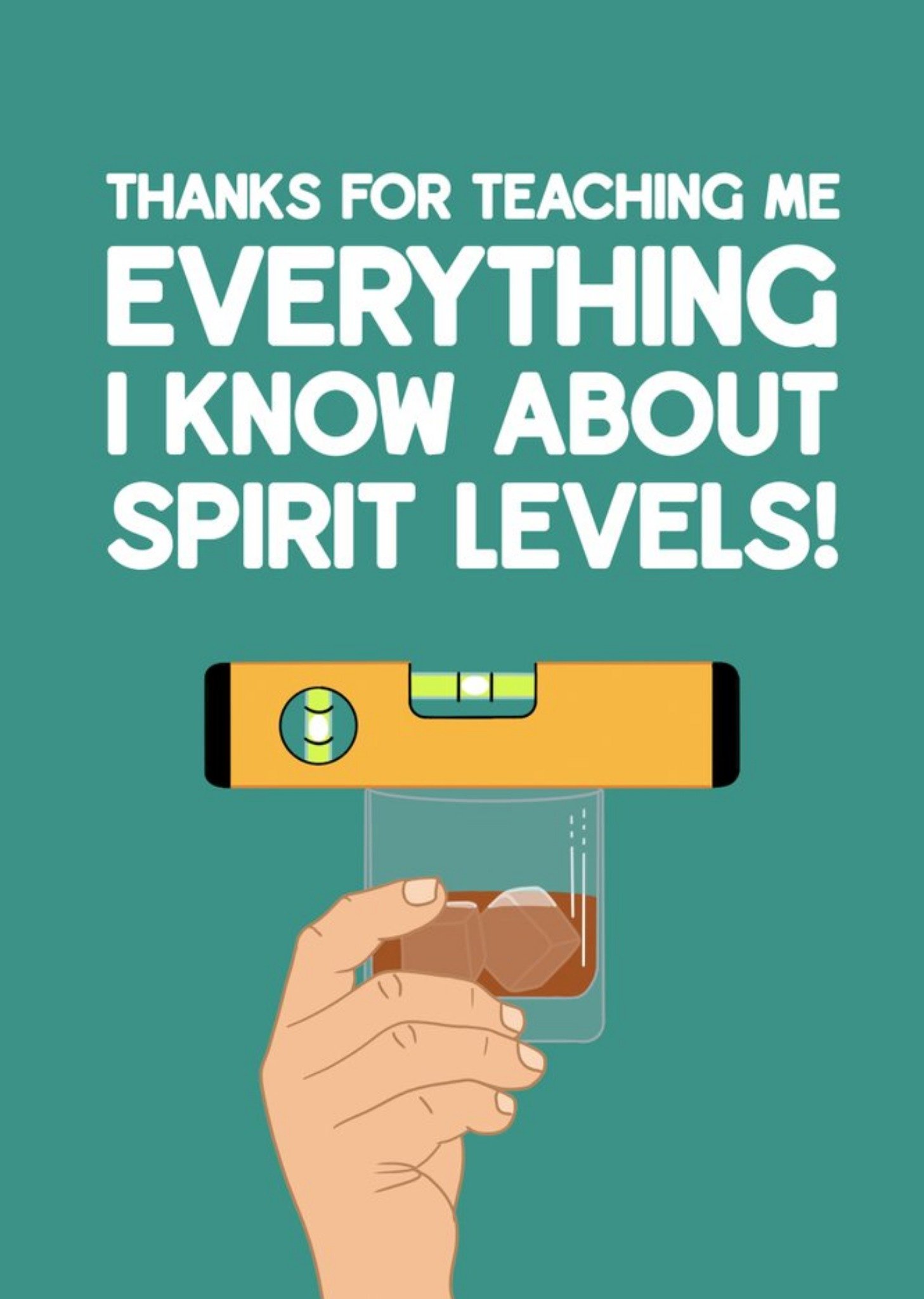 Illustration Of A Hand With A Glass Of Spirits With A Spirit Level On Top Thank You Card Ecard