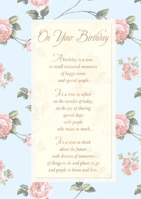 UKG Cute Floral Sentimental Verse Birthday Card