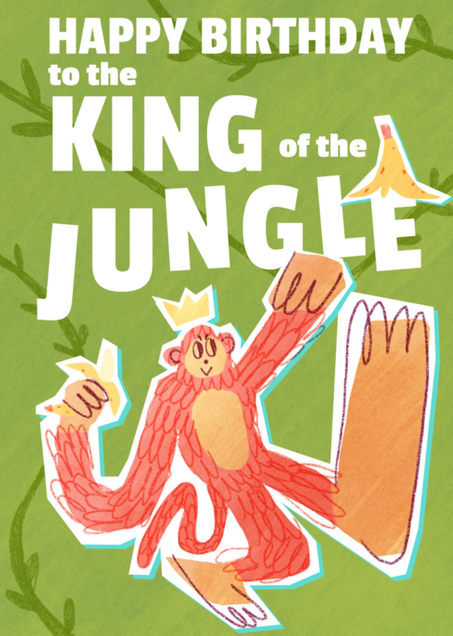 Moonpig King Of The Jungle Illustrated Birthday Card, Large