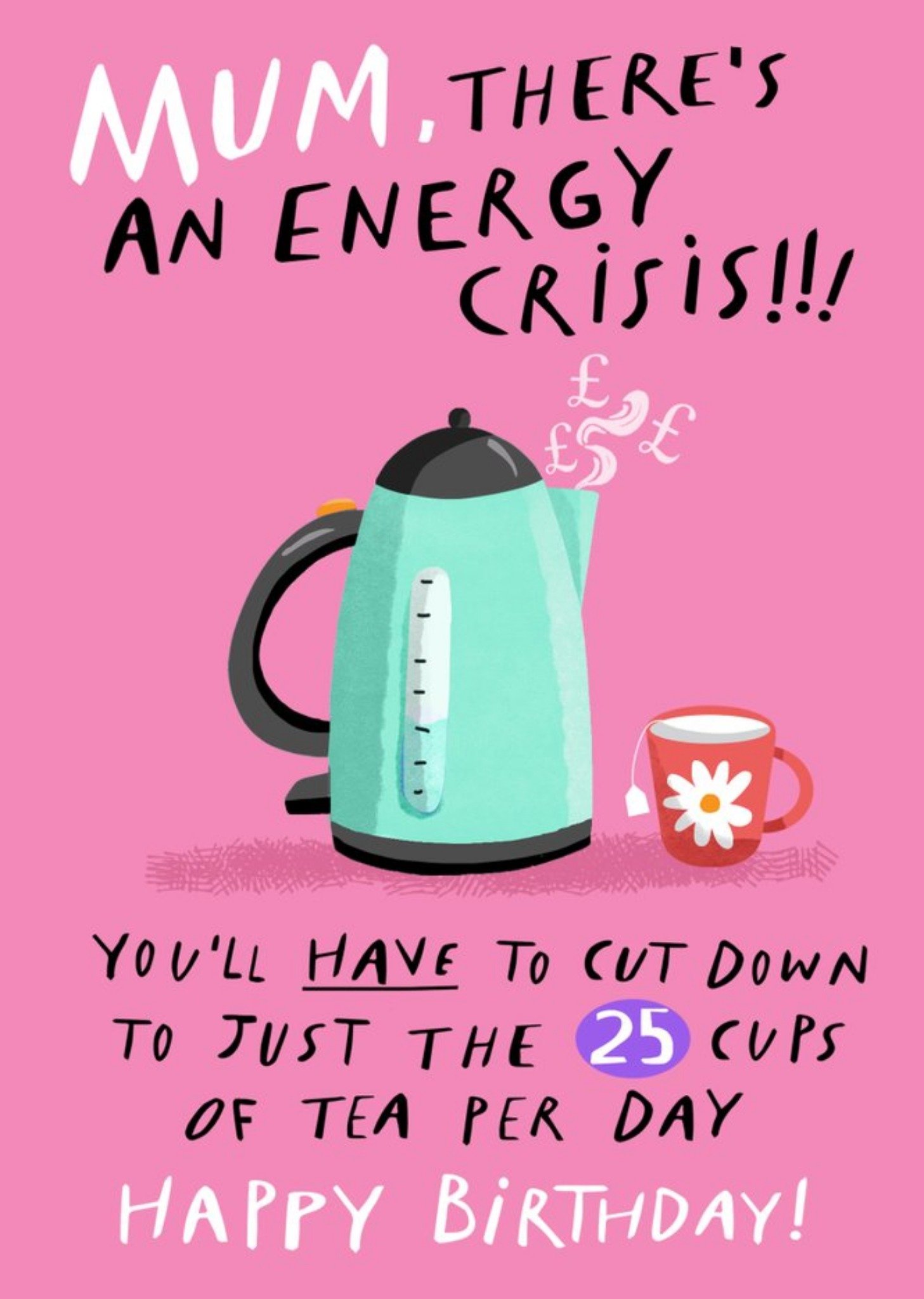 Cups Of Tea Energy Crisis Birthday Card Ecard