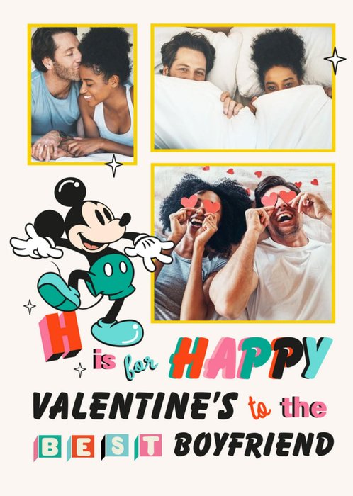 Disney Mickey Mouse H Is For Happy Valentine's Day Card For Boyfriend