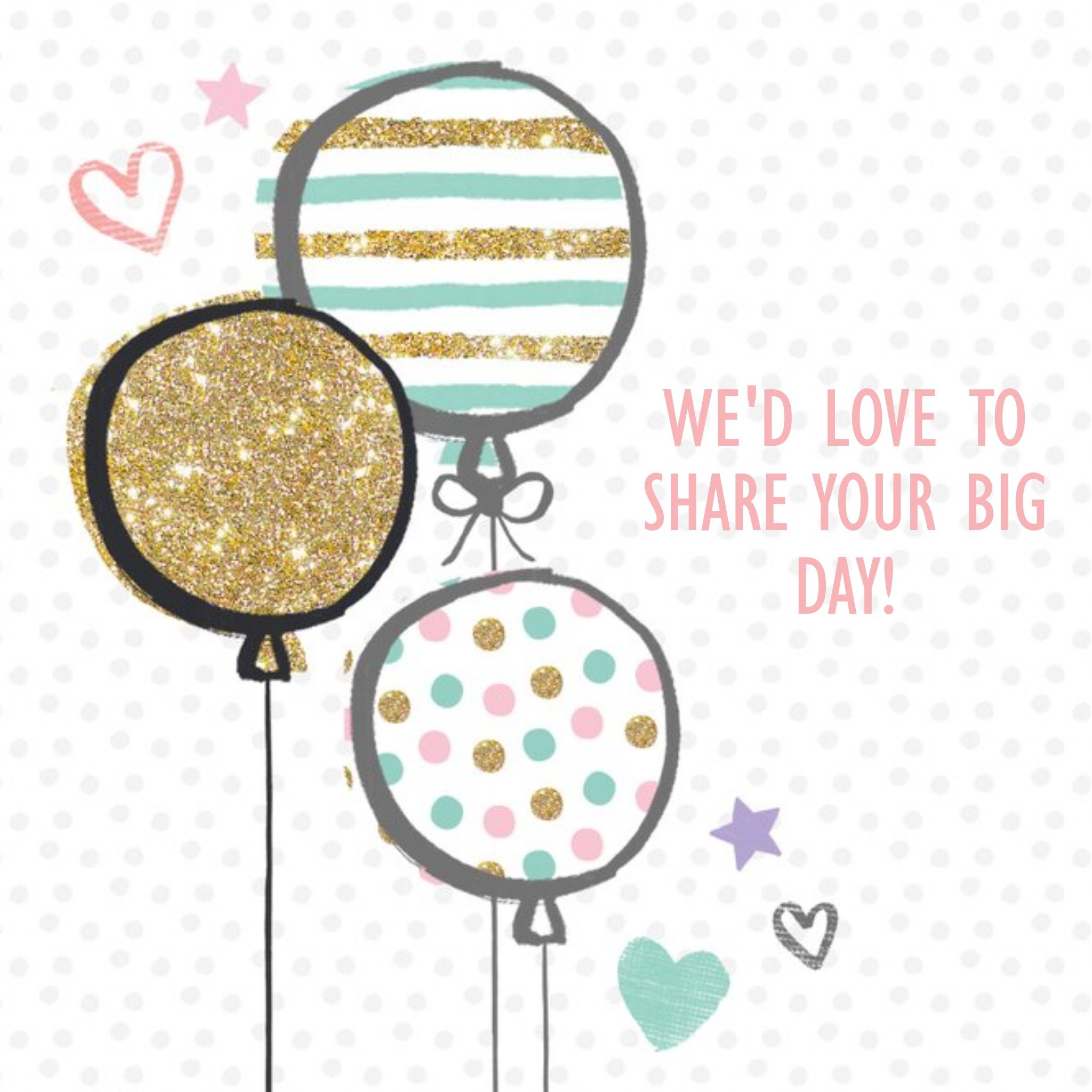 Moonpig Sparkly Balloons Your Big Day Personalised Card, Large