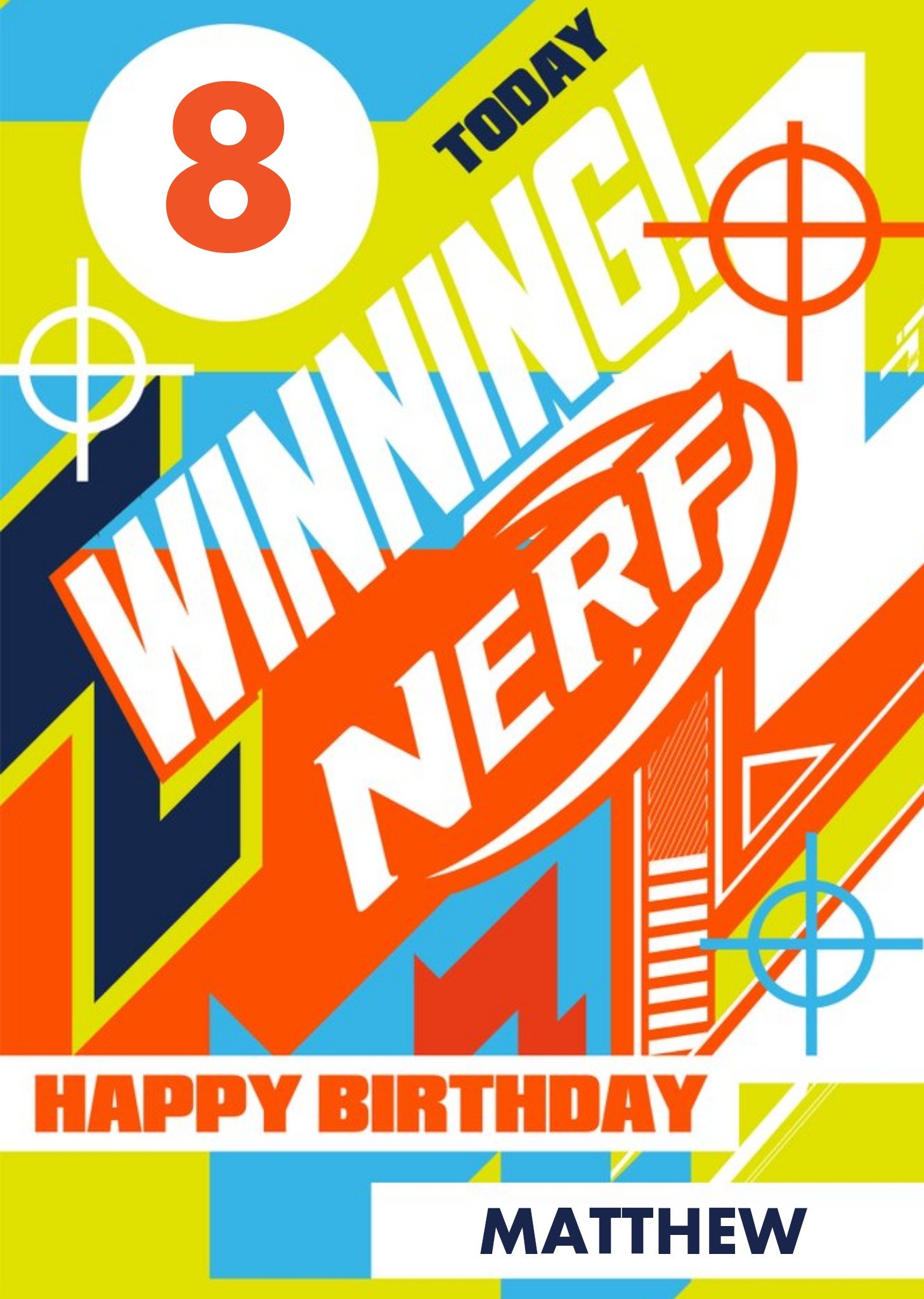 Moonpig Nerf Personalise Age Birthday Card, Large