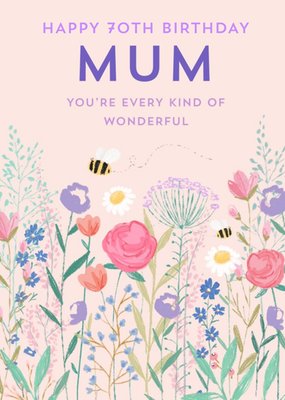 Pigment Illustrated Flowers Mum Bees Milestone Birthday Card