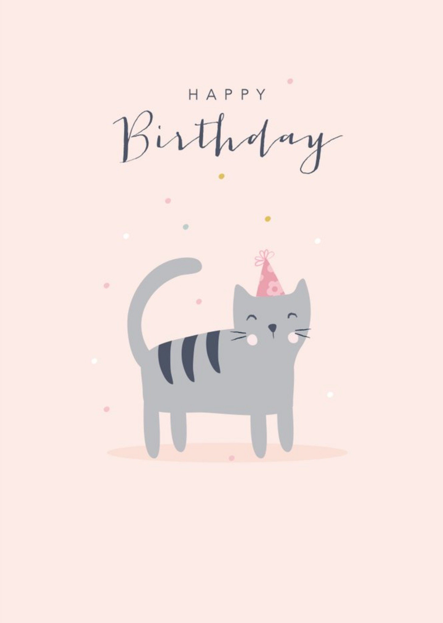 Klara Hawkins Cat Party Hat Birthday Card Ecard