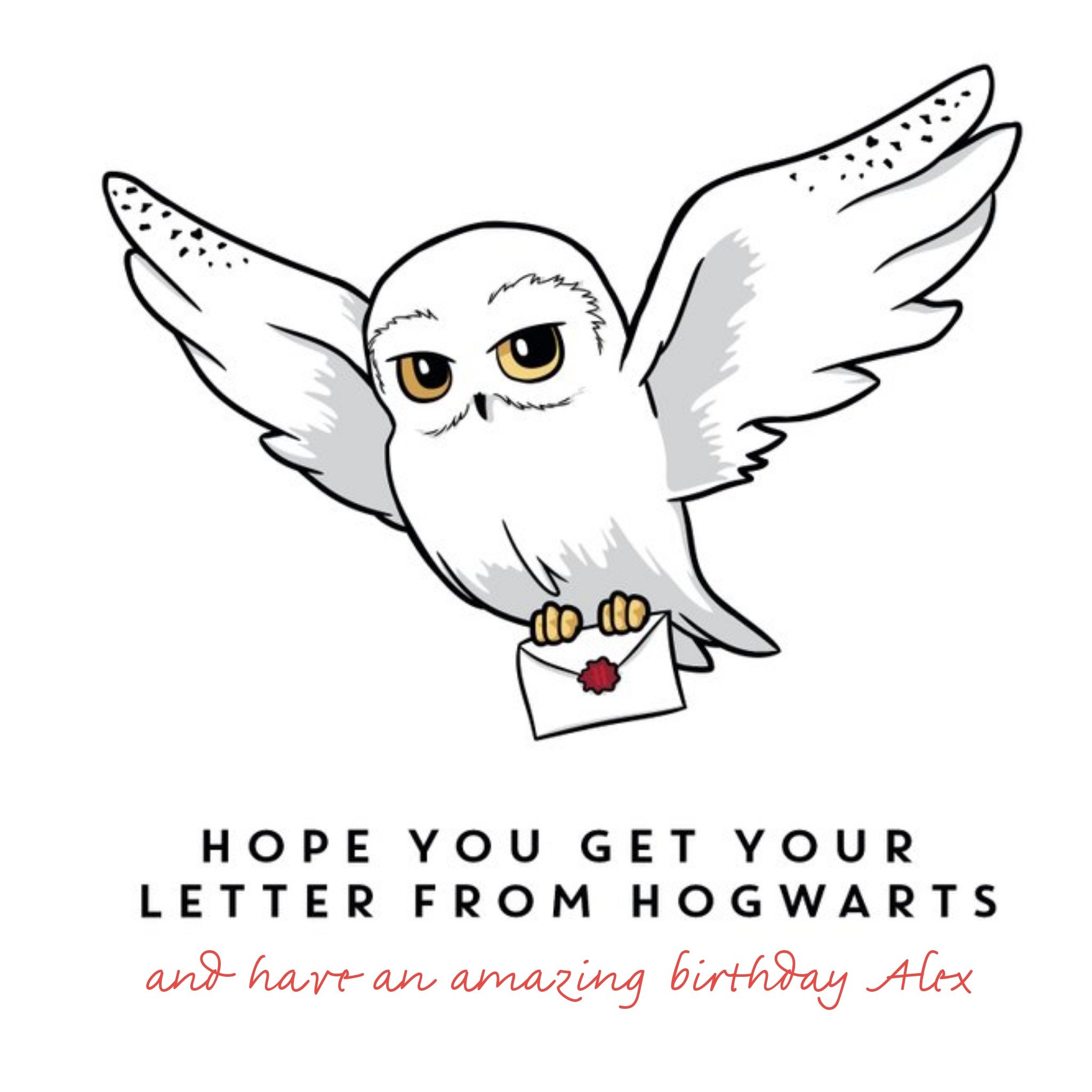 Harry Potter Birthday Card - Hedwig Owl Hogwarts Wizard Letter, Square