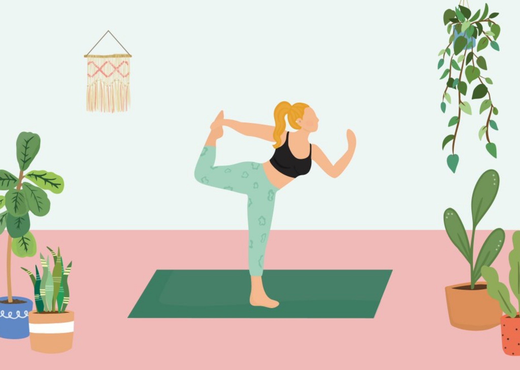 Illustrated Female Yoga Themed Card Ecard