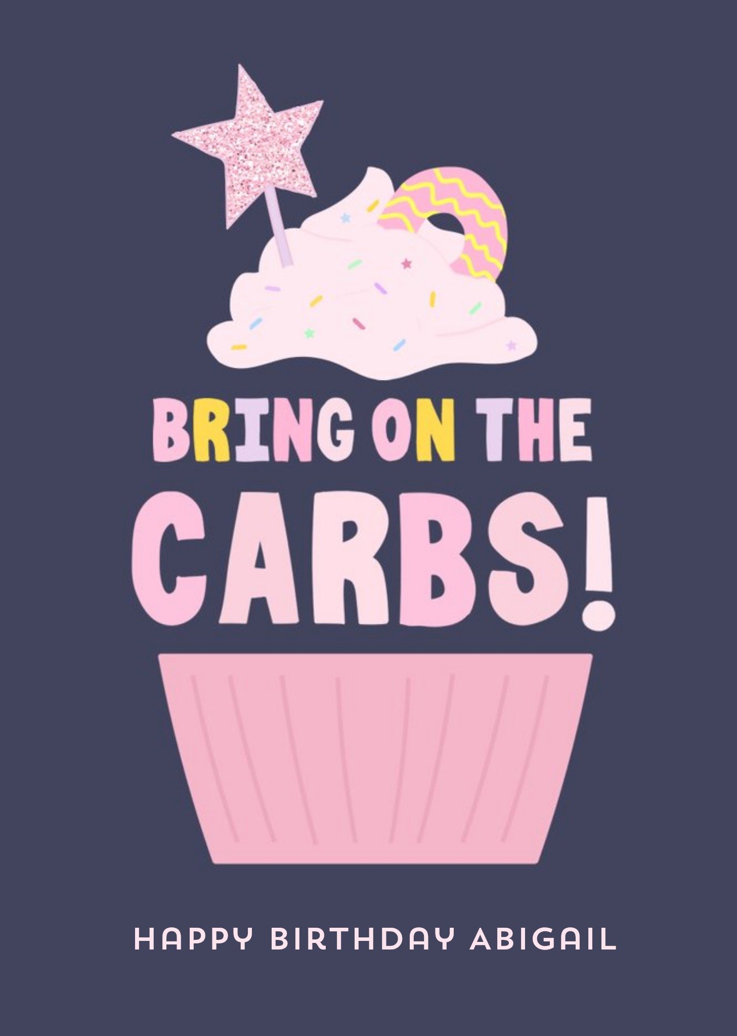 Moonpig Funny Fitness Healthy Bring On The Carbs Birthday Card, Large