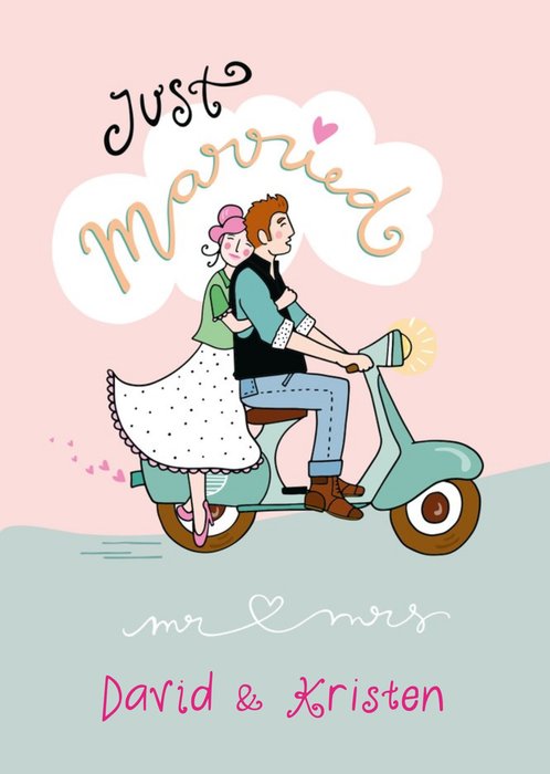 Just Married Scooter Card