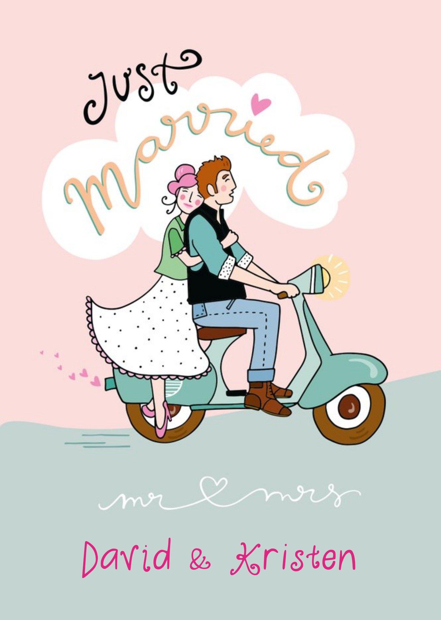 Moonpig Just Married Scooter Card Ecard