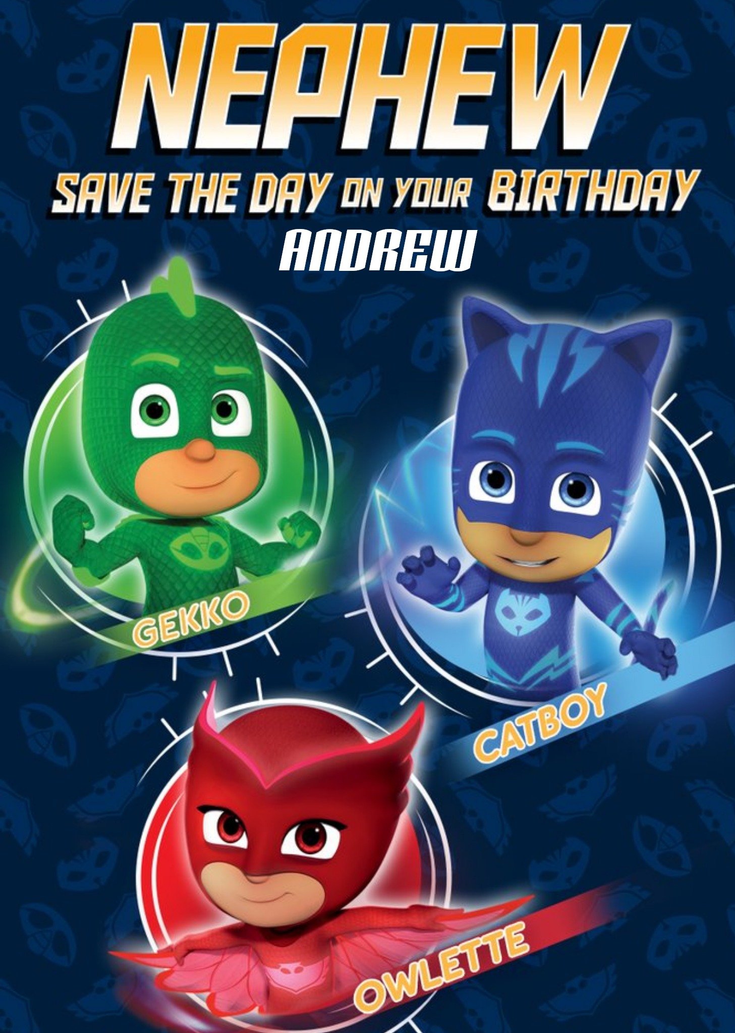 Pj Masks Birthday Card - Nephew - Save The Day On Your Birthday, Large