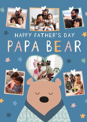 Papa Bear Father's Day Photo Upload Card