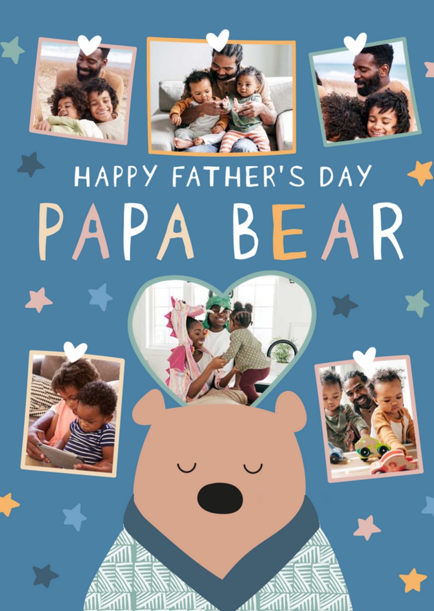 Moonpig Papa Bear Father's Day Photo Upload Card, Large
