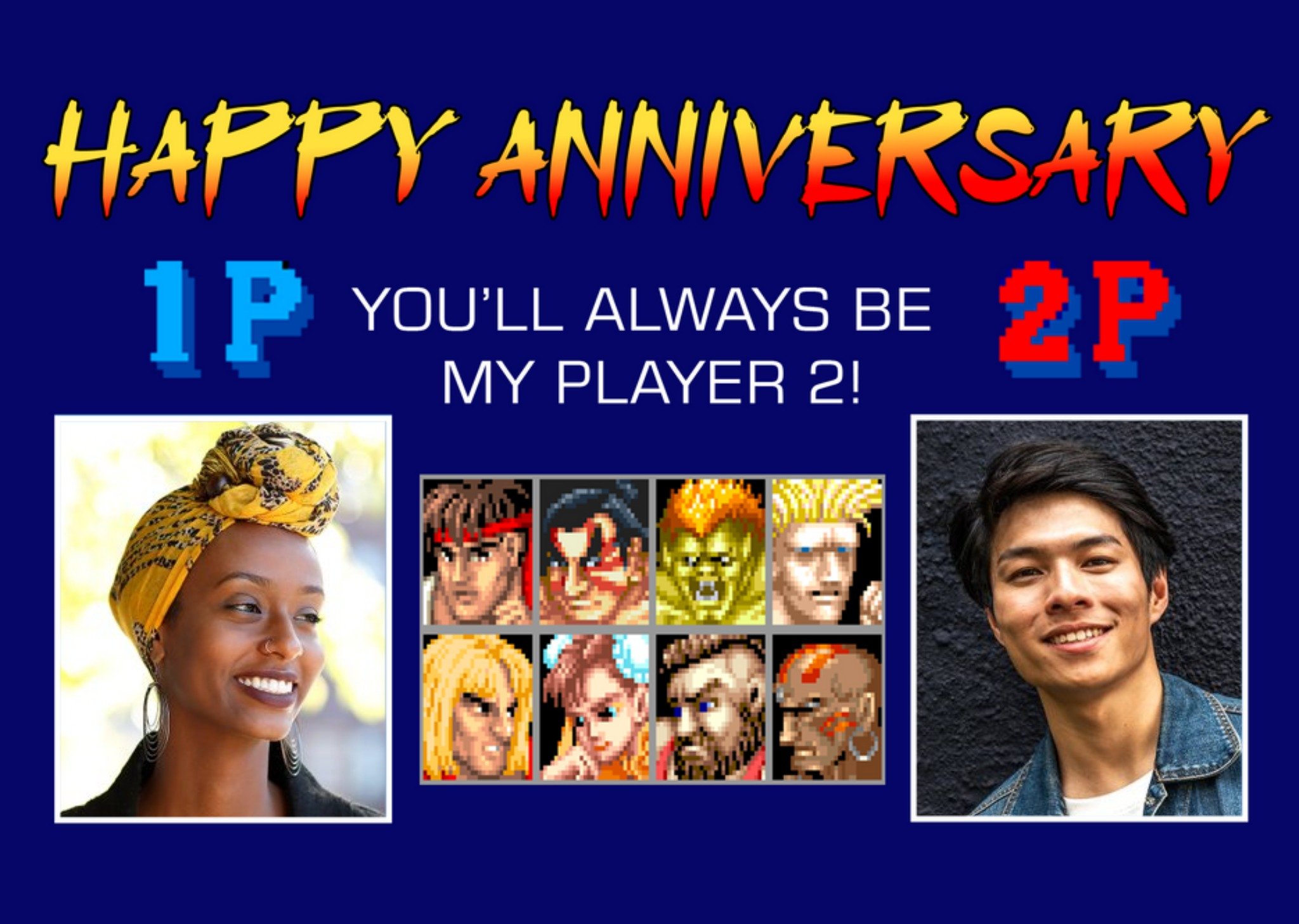 Street Fighter Ii You'll Always Be My Player 2 Photo Upload Anniversary Card