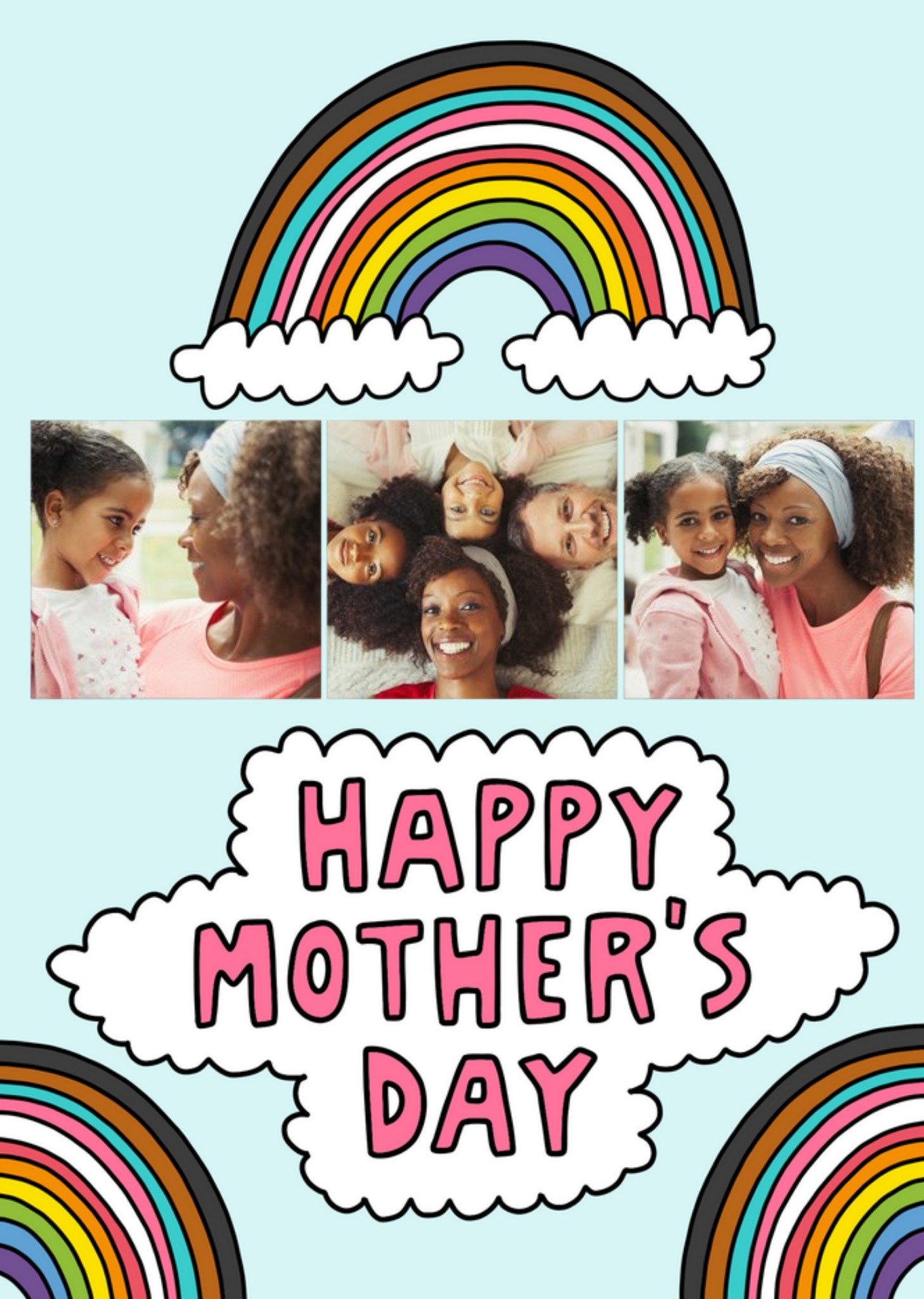 Moonpig Angela Chick Illustrated Rainbow Mother's Day Photo Upload Card Ecard