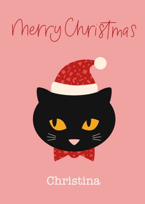 Modern Cat Illustration Christmas Card