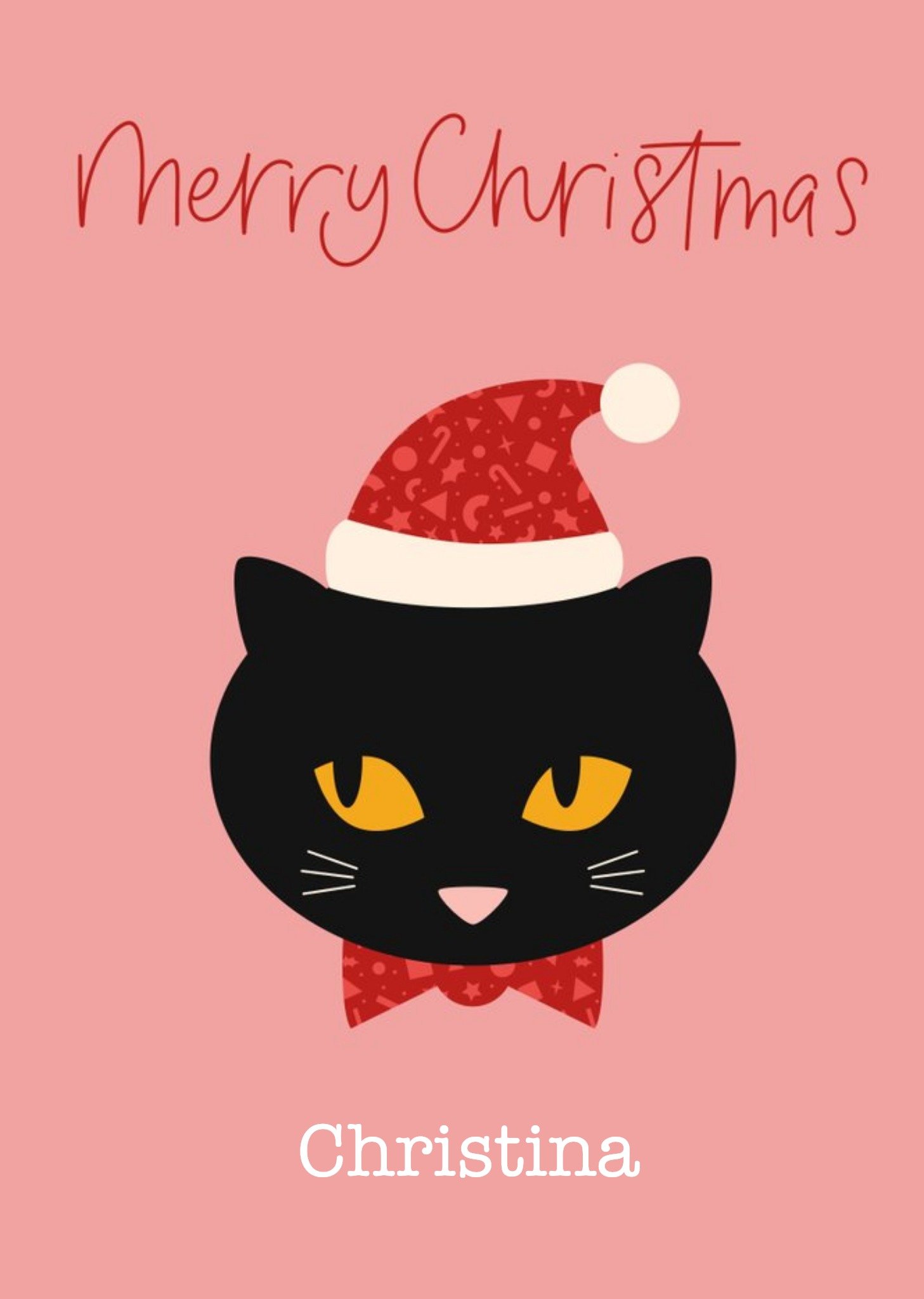 Modern Cat Illustration Christmas Card Ecard