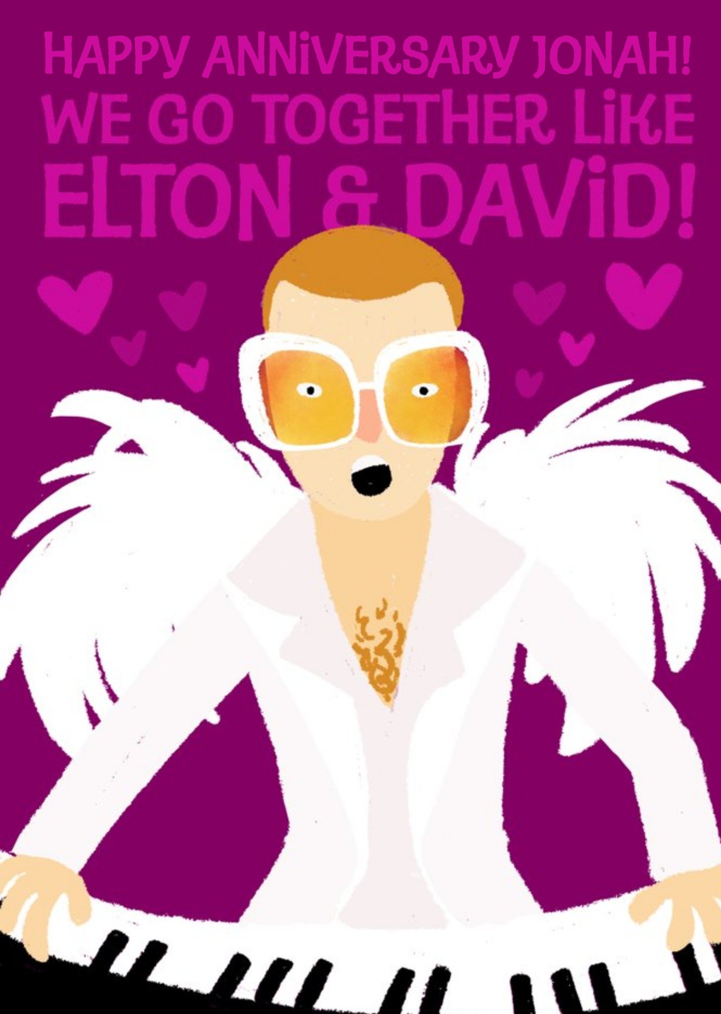 Elton John Funny Anniversary Card - We Go Together Like Elton And David Ecard